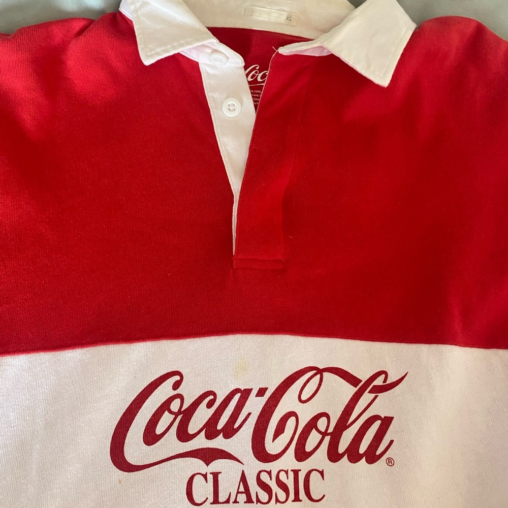 Coca-Cola Classic Red and White Rugby Shirt